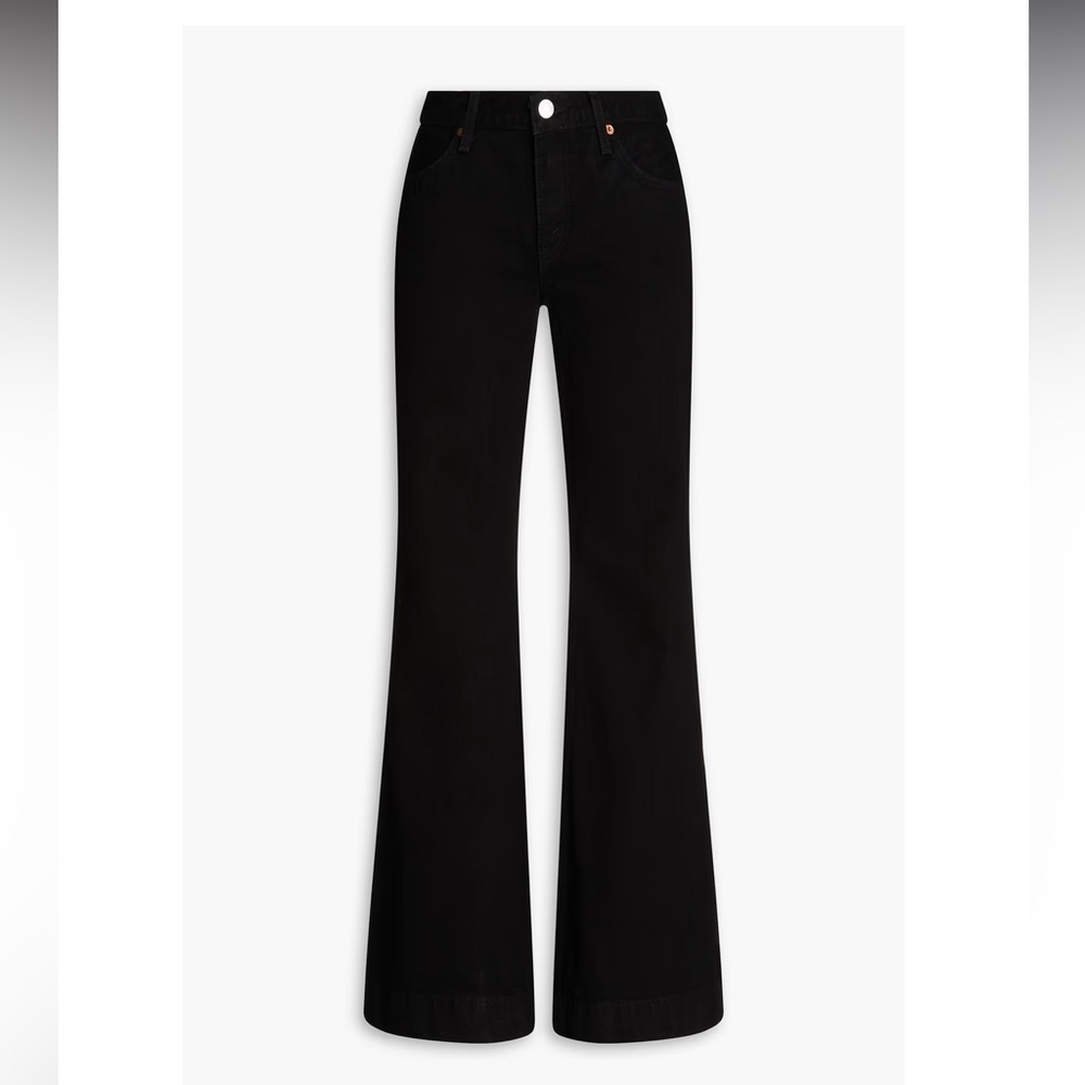 NWT $310 ReDone 90’s Low Ride Wide Leg Flared Black denim jeans women size 24